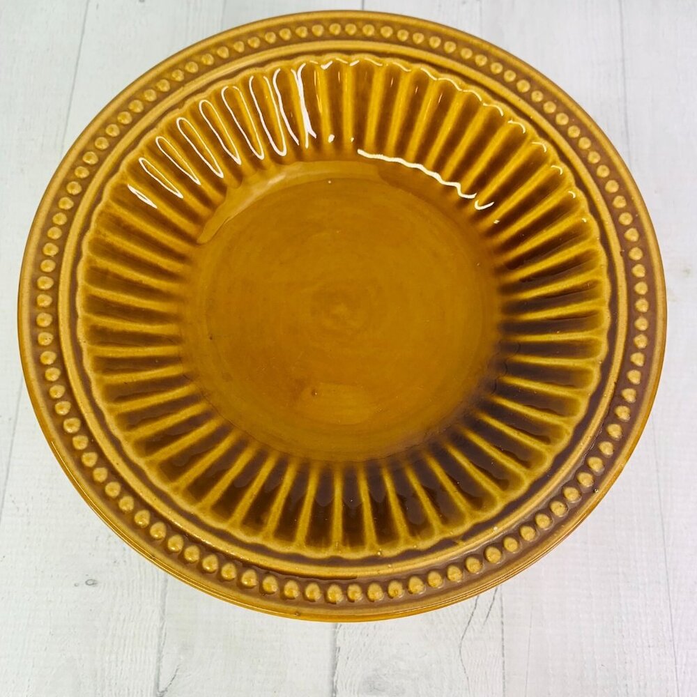 Gibson REGENT PARK Golden Brown Stoneware  Embossed Dots Soup Cereal Bowls Set 6 - Picture 6 of 10